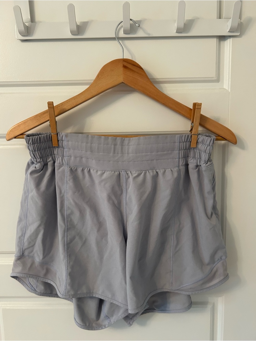 Women’s Light Blue Lulu Mid-Rise Running Shorts